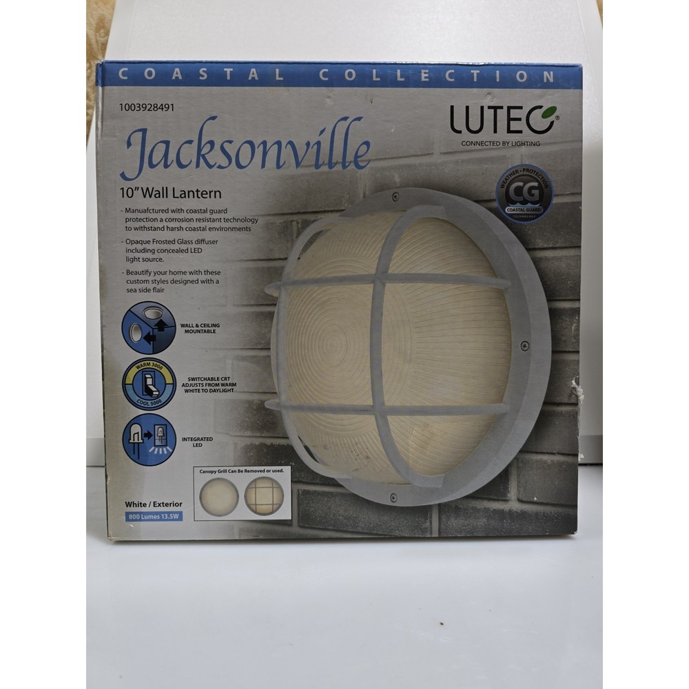 LUTEC Coastal Jacksonville White Integrated LED Bulkhead Wall Lantern